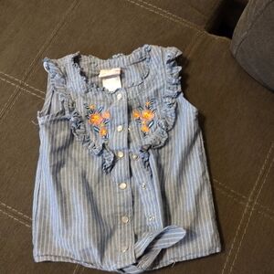 Blue Striped Kids Ruffle Top